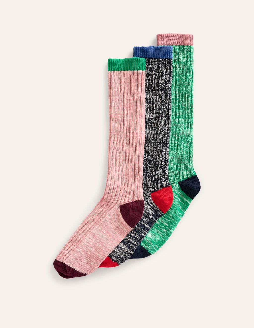 3 Pack Boot Socks-Mutli