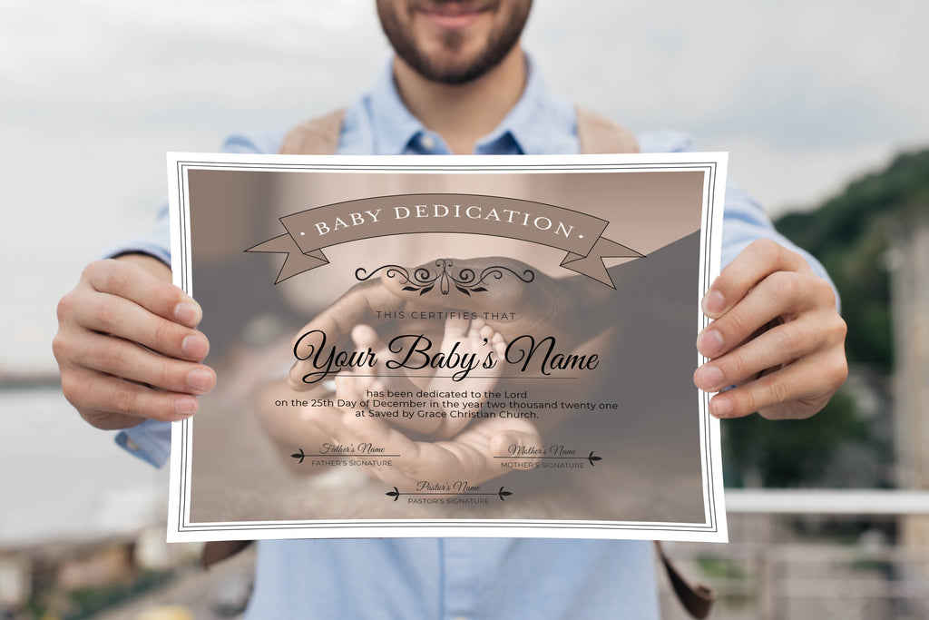 Editable Baby Dedication Certificate Template Brown