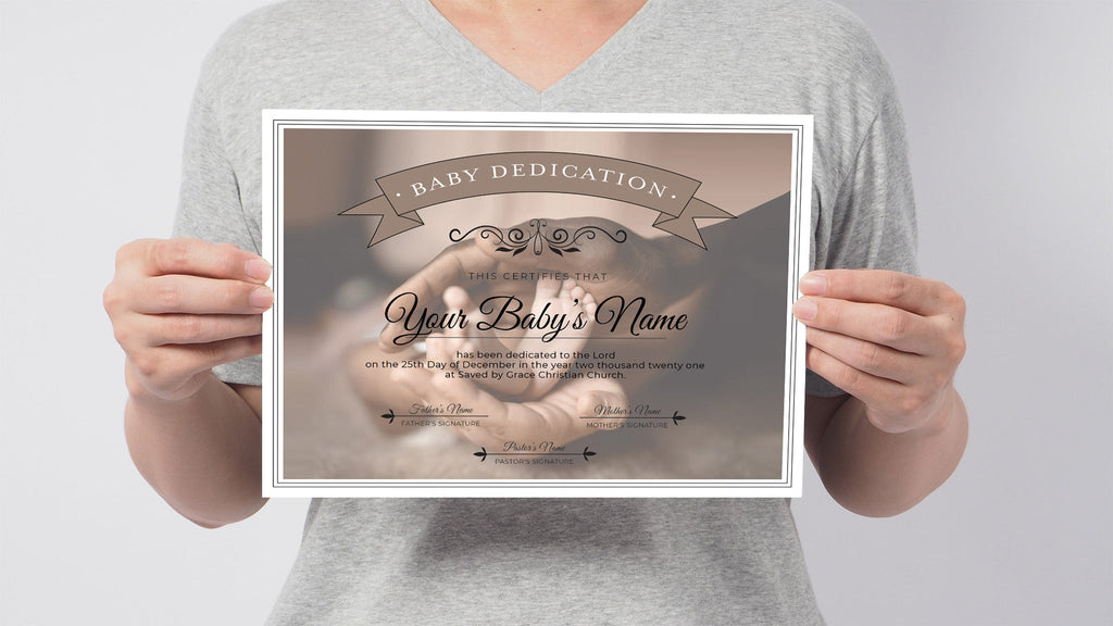 Editable Baby Dedication Certificate Template Brown