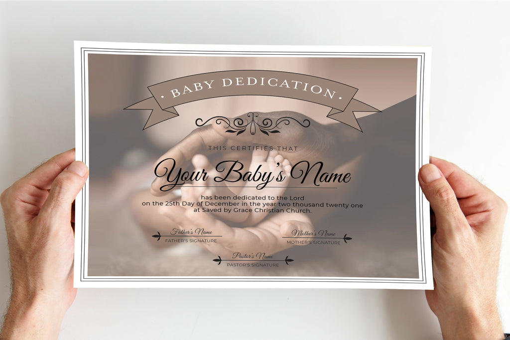 Editable Baby Dedication Certificate Template Brown