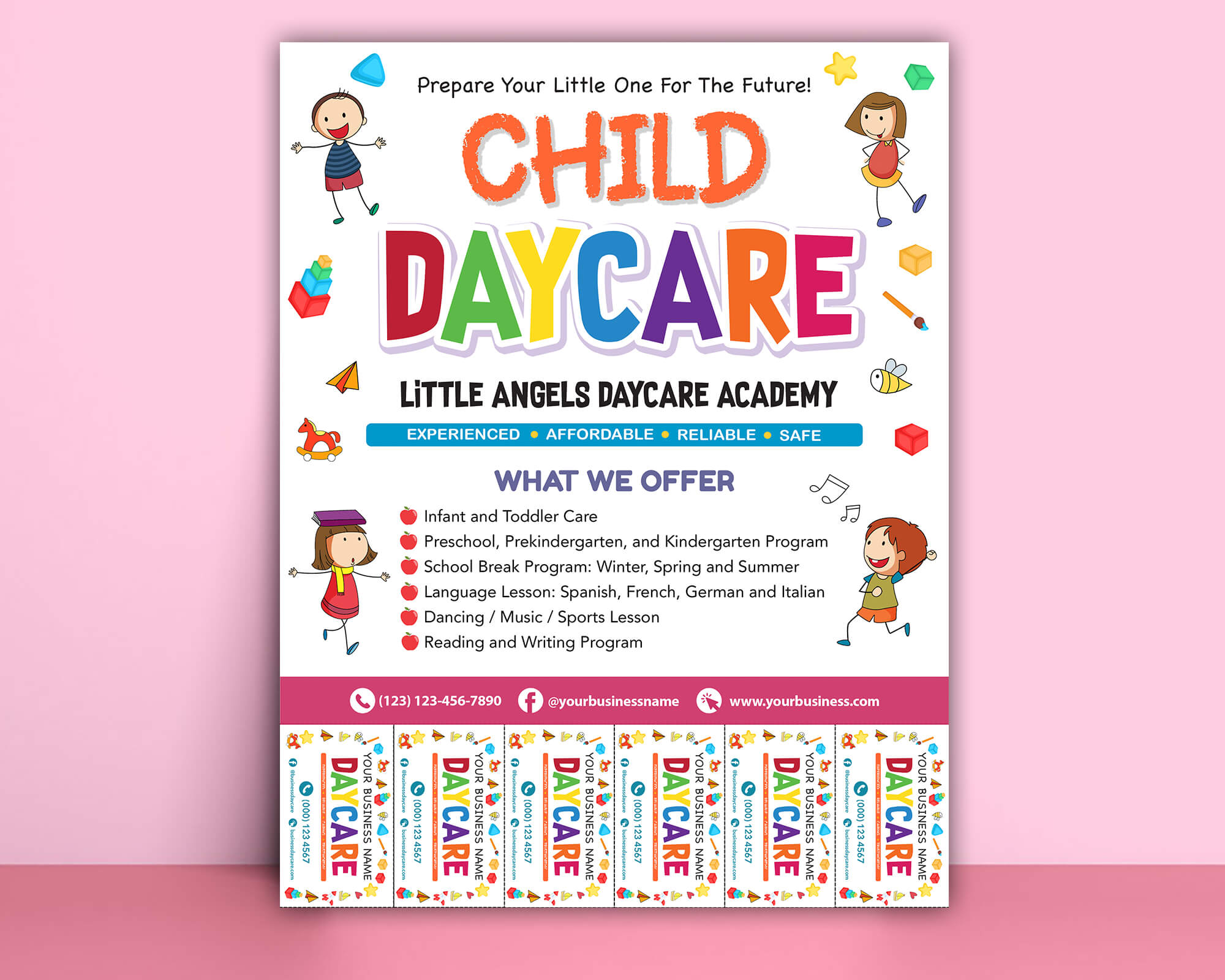 DIY Child Daycare Flyer With Tearoff Customizable Template