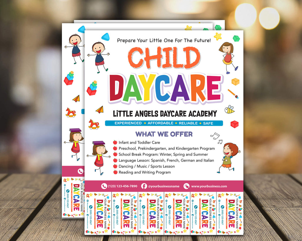 DIY Child Daycare Flyer With Tearoff Customizable Template