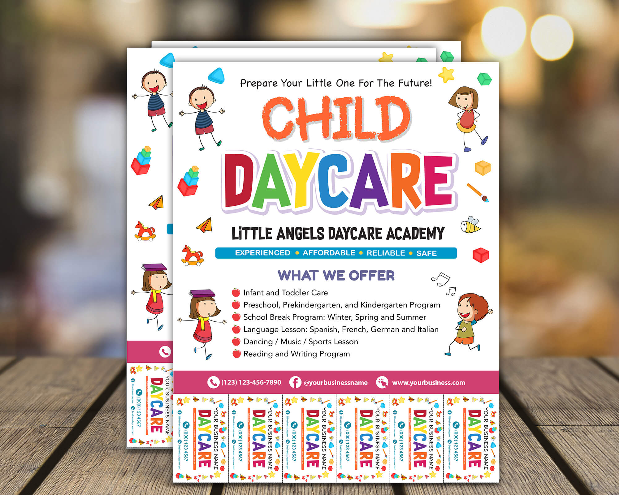 DIY Child Daycare Flyer With Tearoff Customizable Template