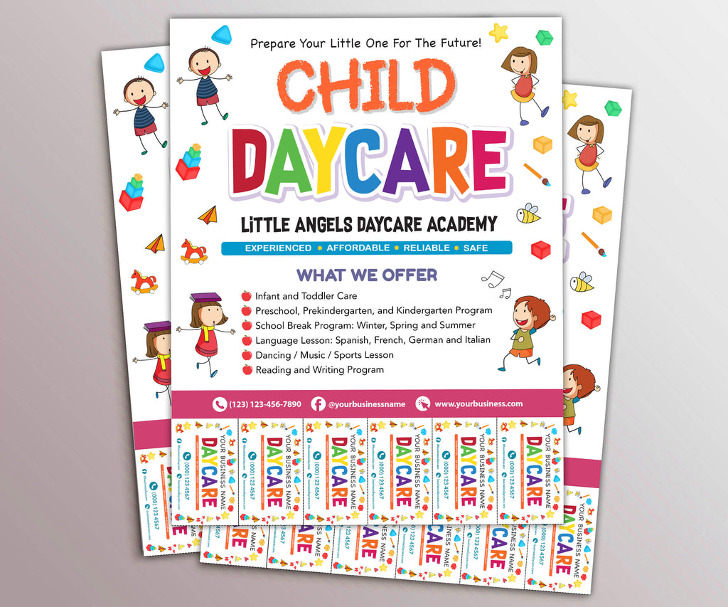DIY Child Daycare Flyer With Tearoff Customizable Template