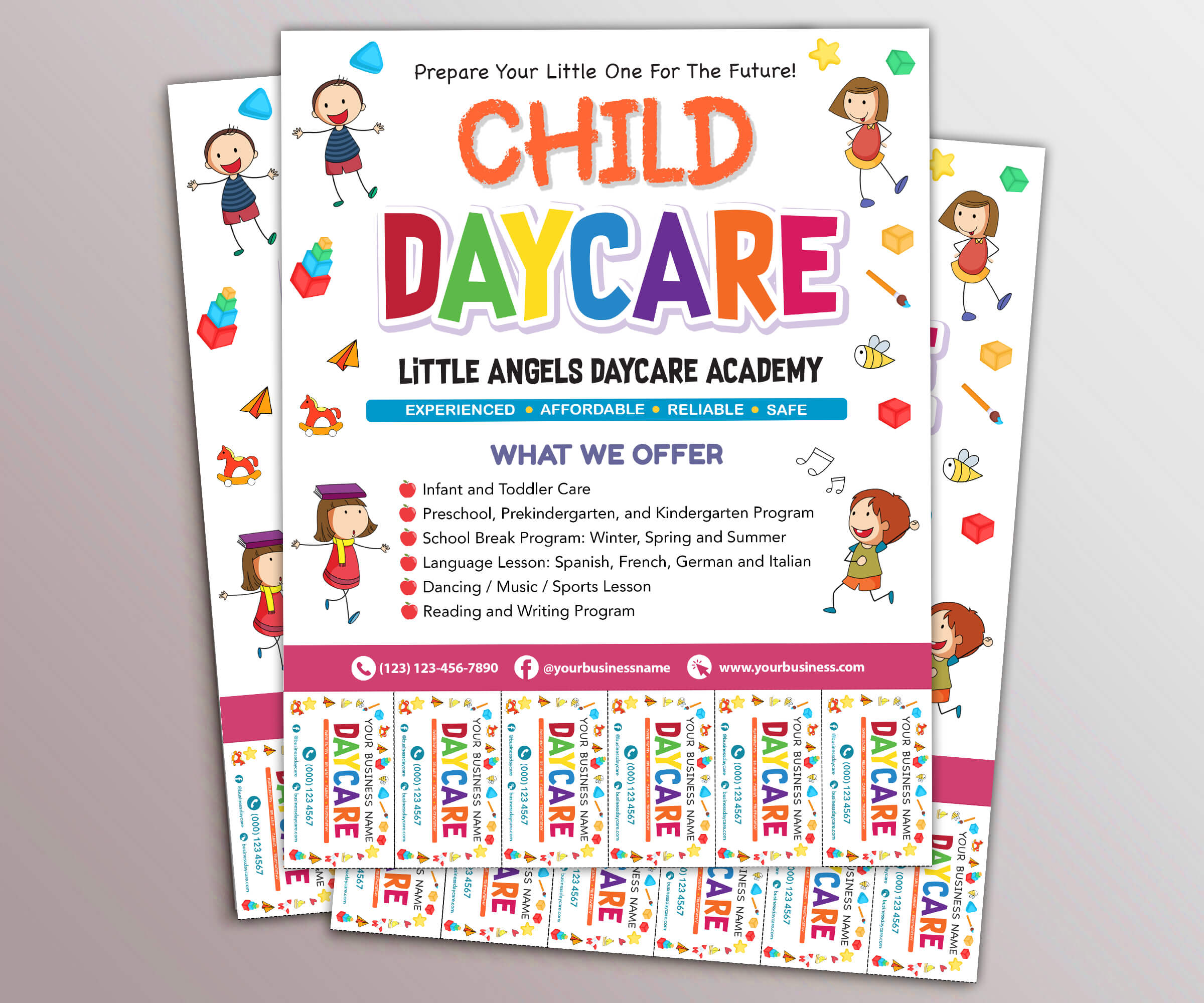 DIY Child Daycare Flyer With Tearoff Customizable Template