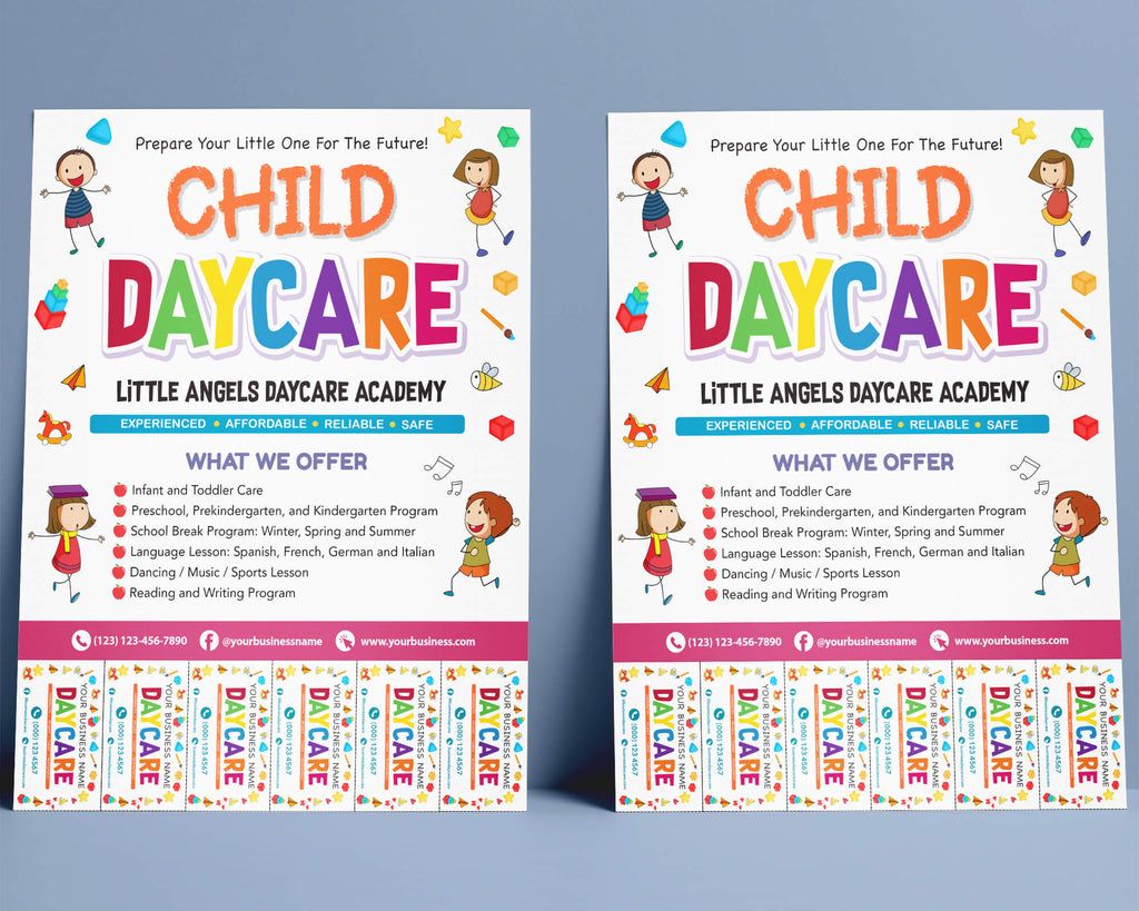 DIY Child Daycare Flyer With Tearoff Customizable Template