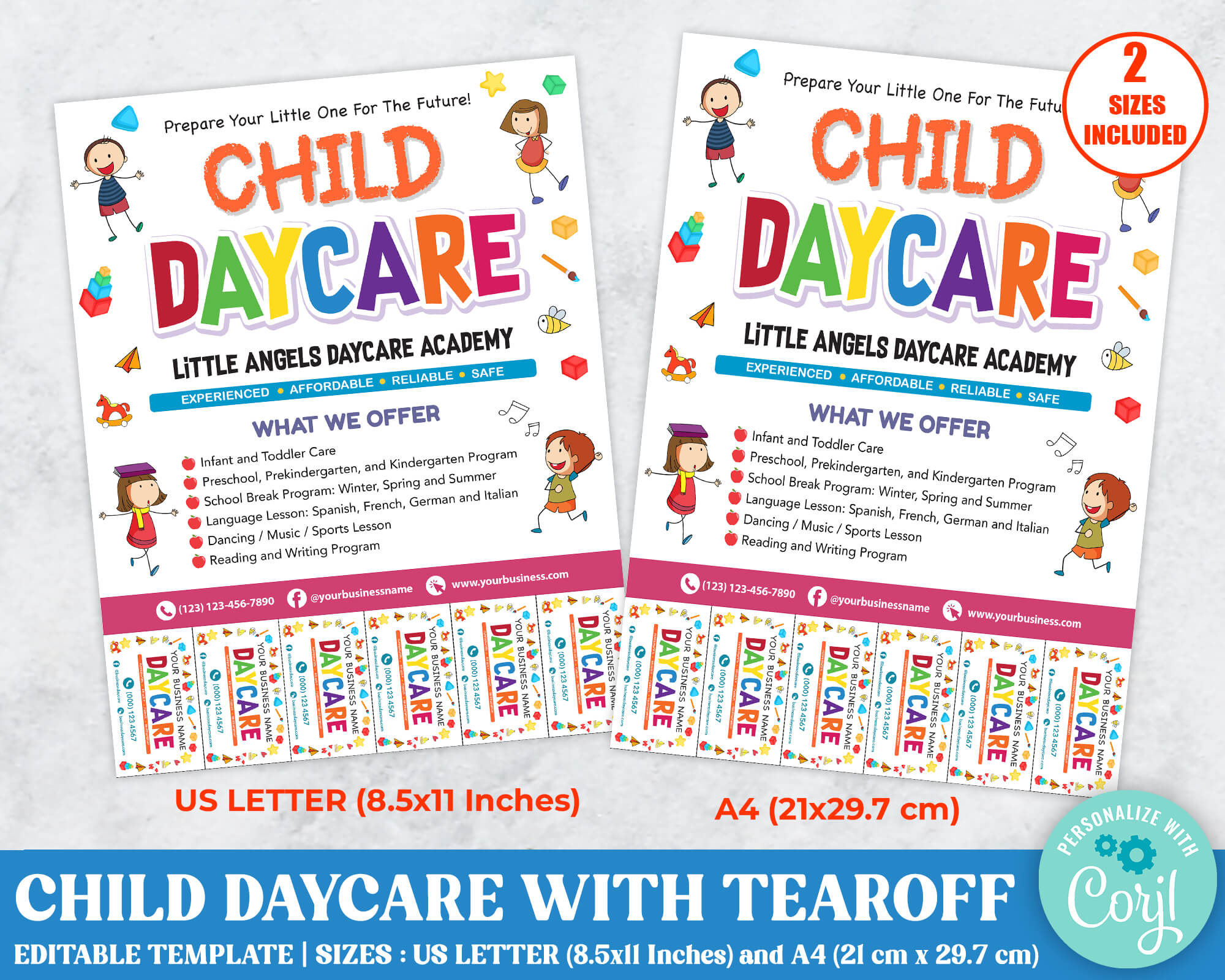 DIY Child Daycare Flyer With Tearoff Customizable Template