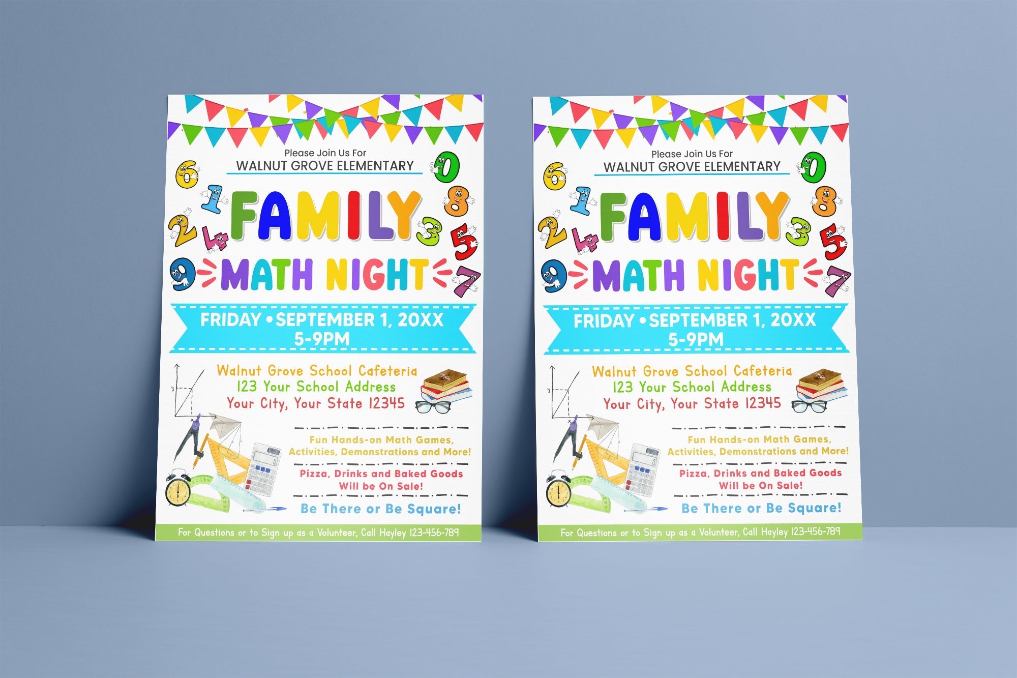 DIY Editable Family Math Night Flyer, Customizable PTO PTA Family School Math Flyer Printable