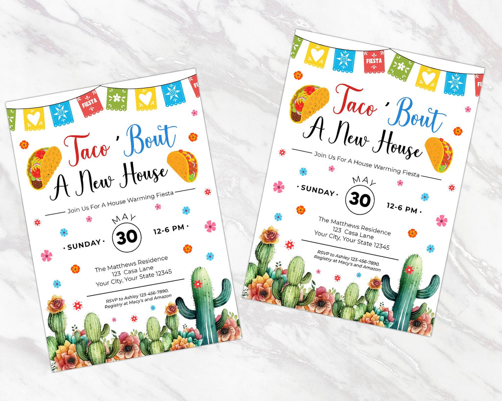 Customizable Taco Bout A New House Invitation | Fiesta Themed House Warming Invite Template