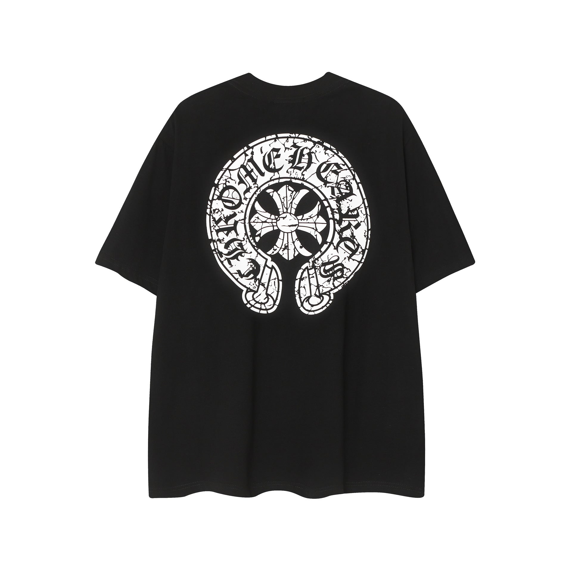 CHH Chrome Heart T Shirts Horseshoe Cross Old Retro Fashion Men's and Women's Short Sleeve T-Shirt