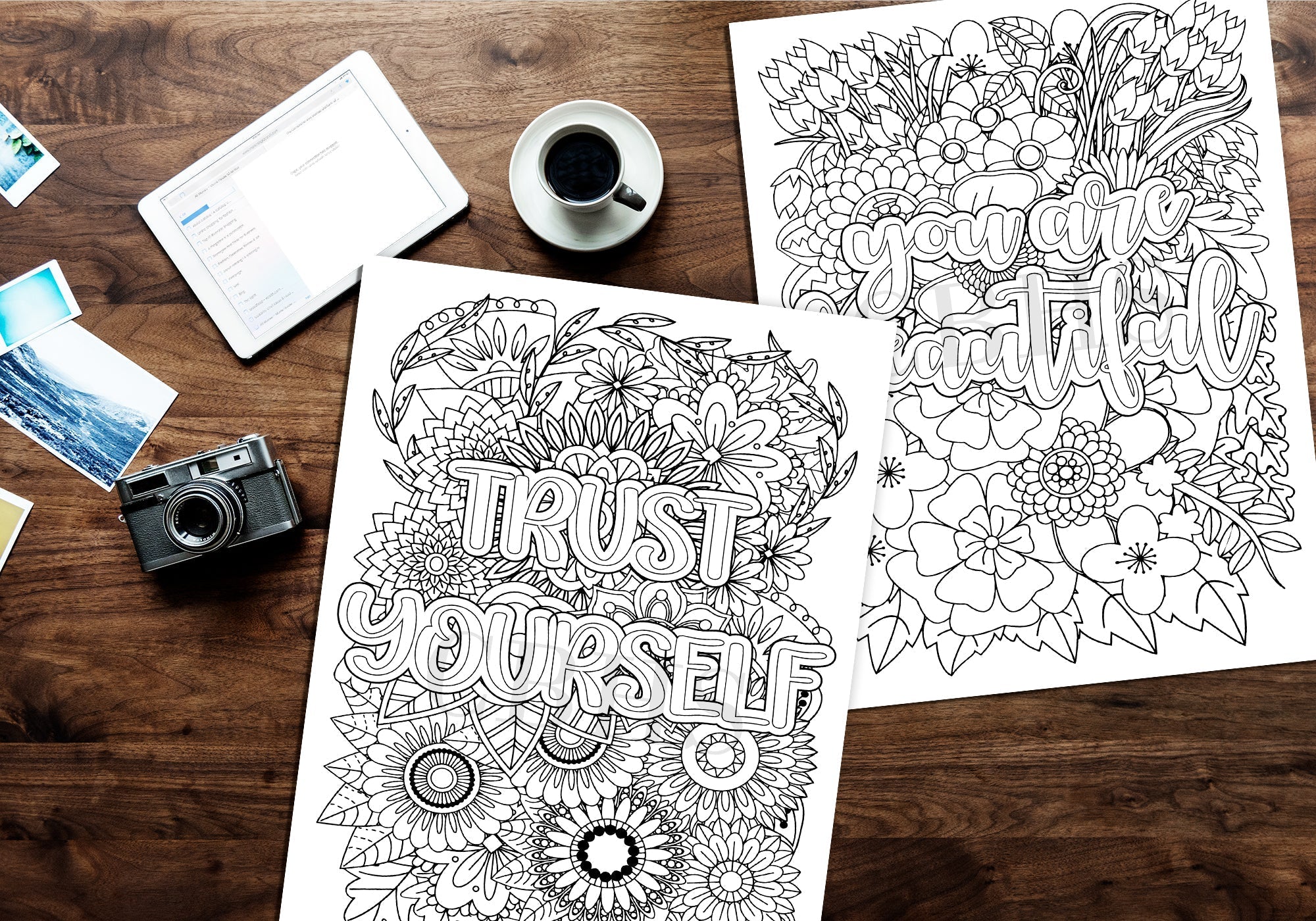 PDF Adult Motivational Quote Floral Pattern Coloring Pages