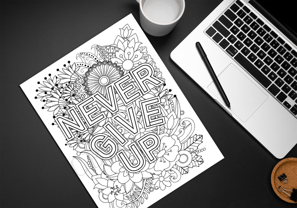 PDF Adult Motivational Quote Floral Pattern Coloring Pages