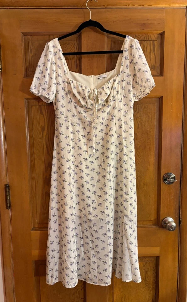 RIHOAS Floral Ruched Midi Dress Cottagecore Sexy Lightweight